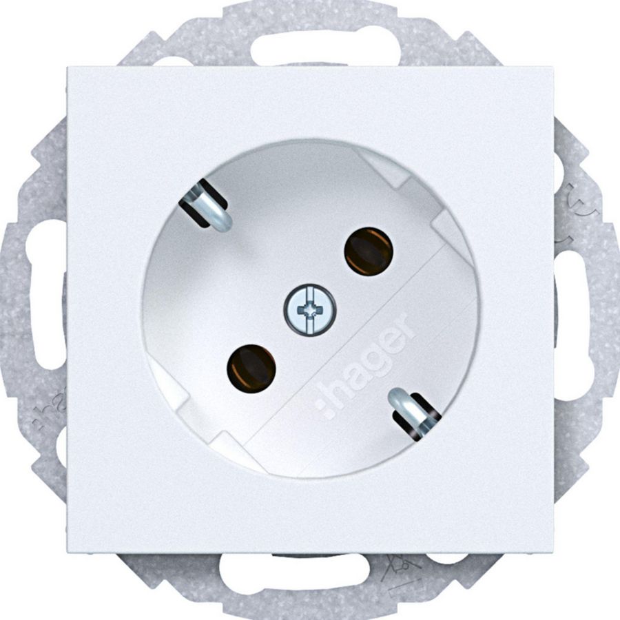 SCHUKO-wandcontactdoos 45gr. steekkl. A.x/C.x lichtwit mat