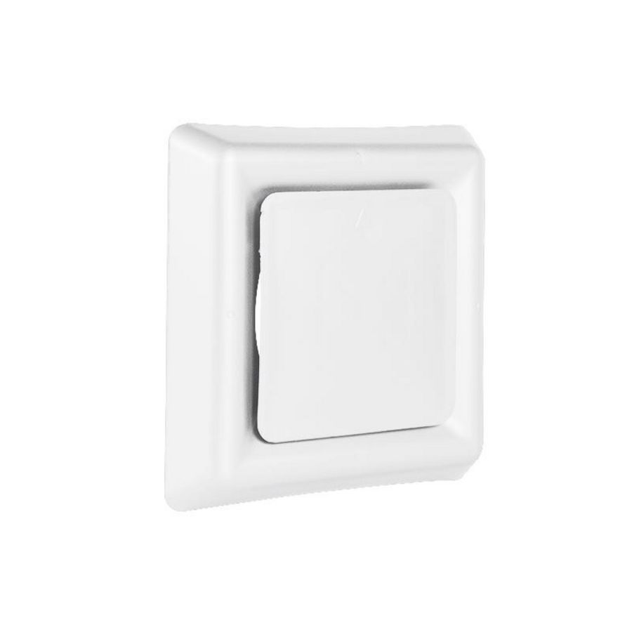 Vierkant afzuigventiel+klemmen Ø100mm wit