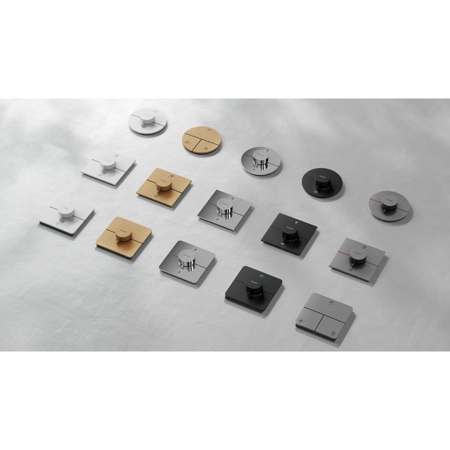 Comfort S thermostaat afbouwdeel tbv inbouw voor 1 functie en extra uitgang Brushed Black Chrome