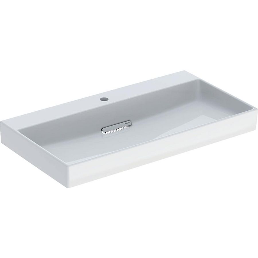 Wastafel 90x48cm afvoer horizontaal met kraangat gecentreerd wit Keratect ONE incl. sifon