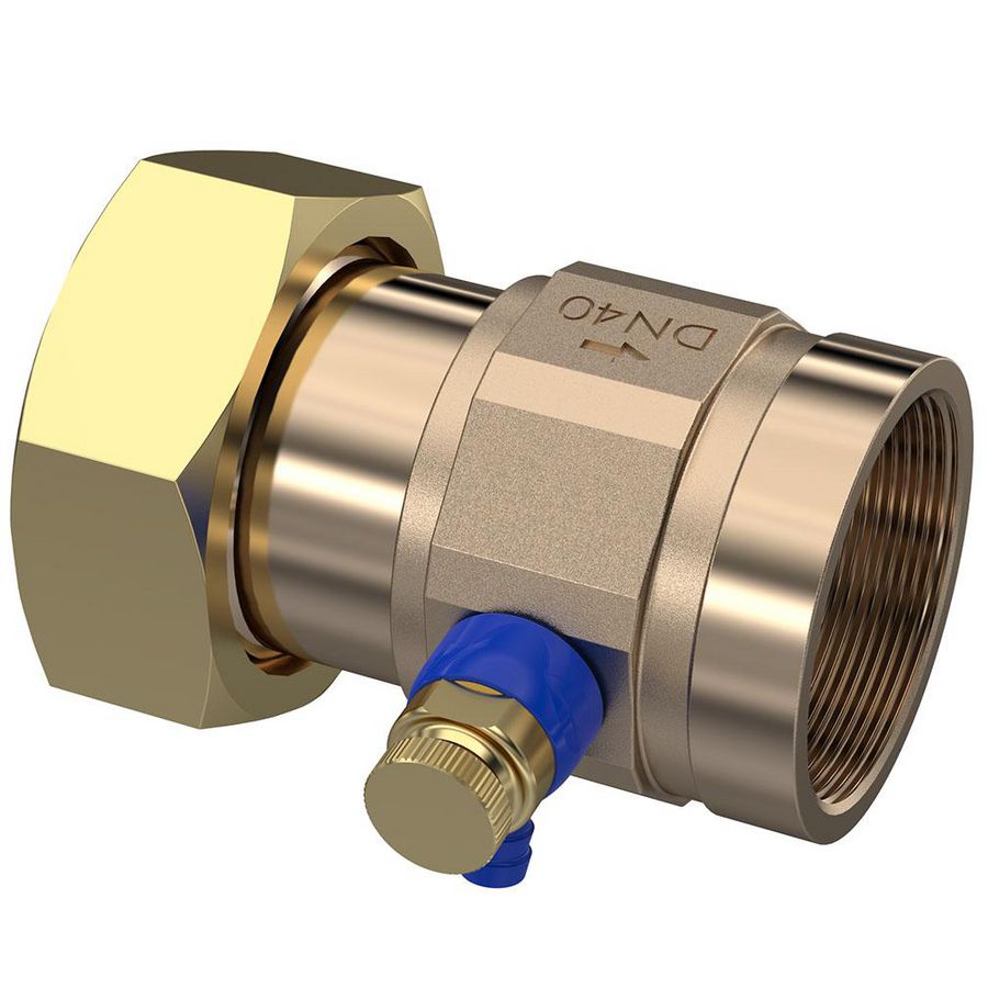 Keerklep met aftapper DN40 1.3/4"wartel x1.1/2"bn. L=75mm