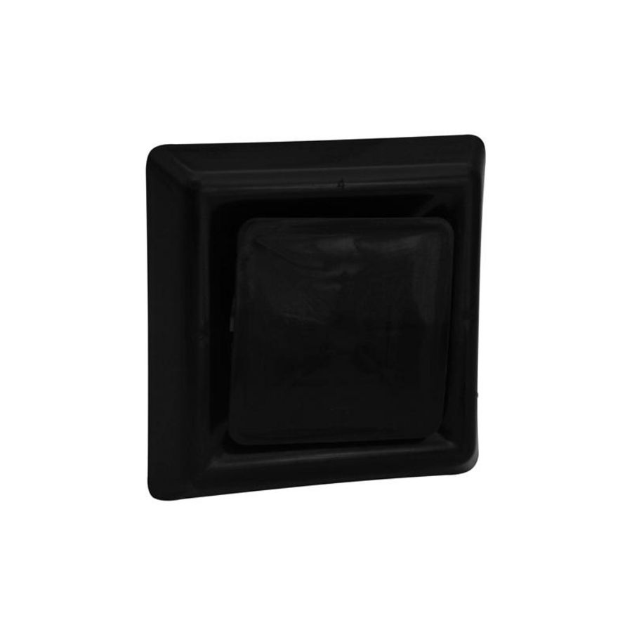 Vierkant afzuigventiel+klemmen Ø100mm zwart