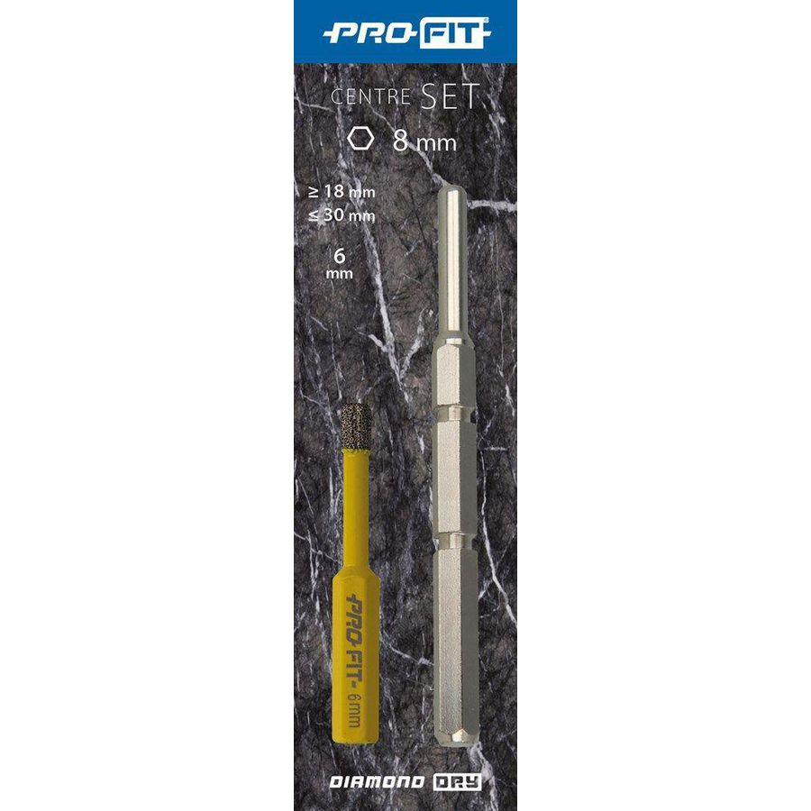 Click & Drill "Heavy Duty" geleidepen voor Diamond Dry-gatzagen met 6mm Diamond Dry boor