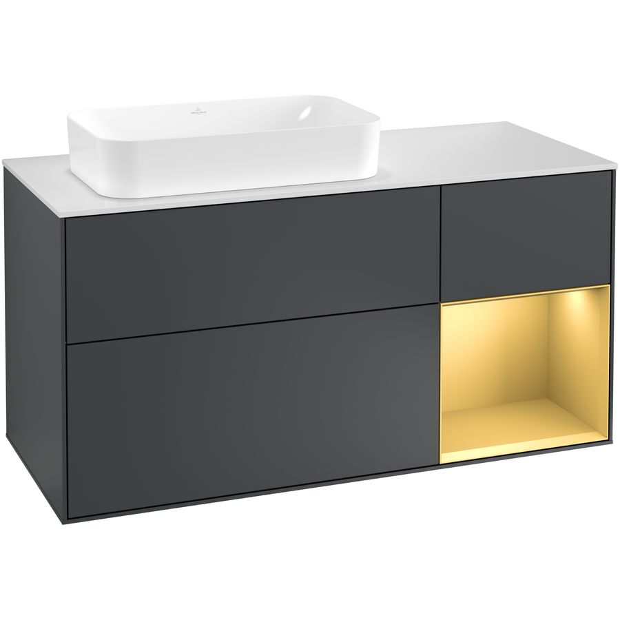 Wastafelonderkast Finion 1200x603x501mm Mid.Blue Matt Lacquer G281HFHG