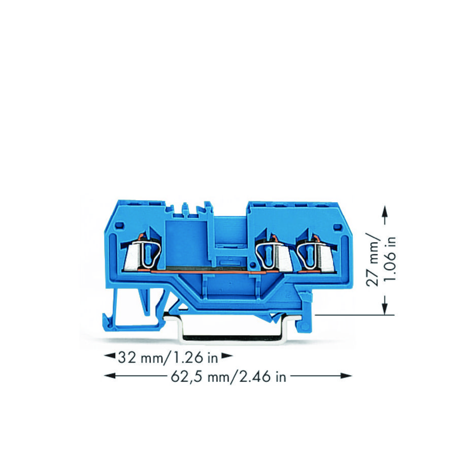 3-draads rijgklem 1,5mm² Ex i blauw 279-684 VVE=100