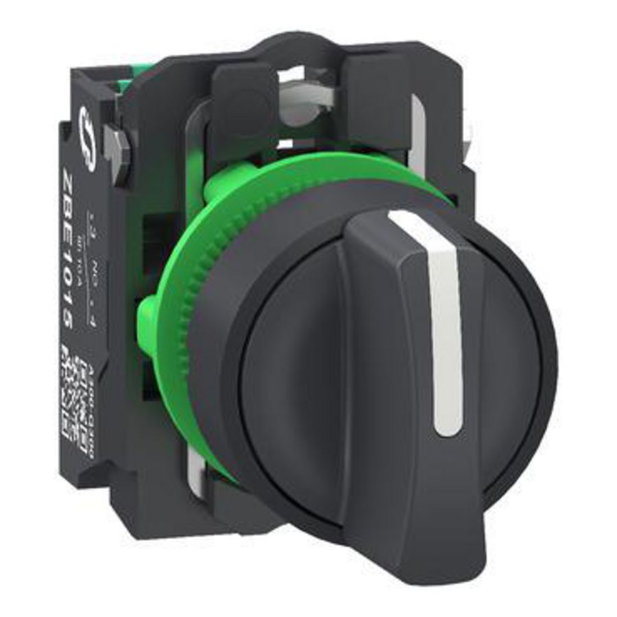 Keuzeschakelaar Harmony XB5 Plastic zwart 22mm 3 standen vee