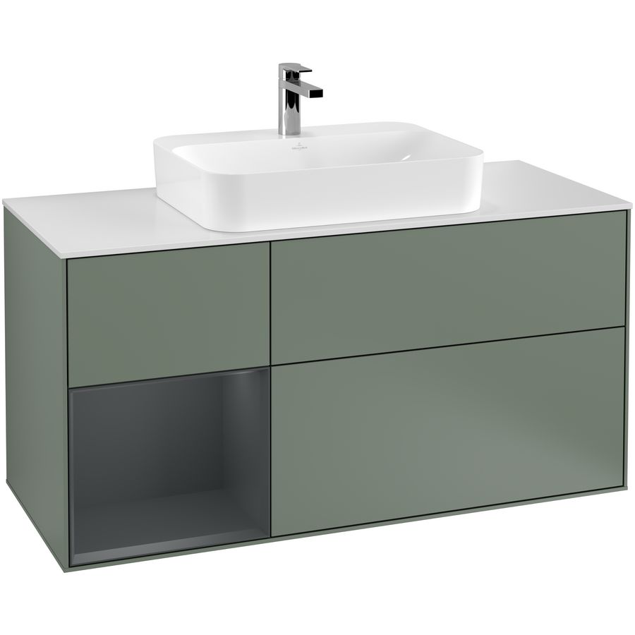 Wastafelonderkast Finion 1200x603x501mm Olive Matt Lacquer G411HGGM