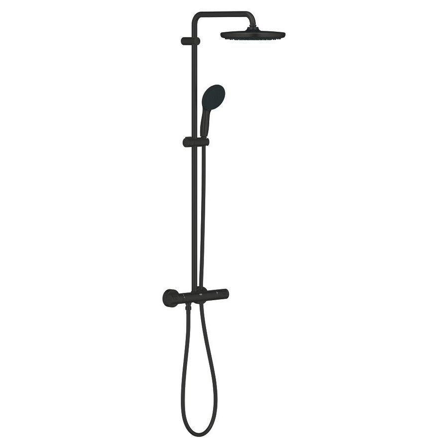 Vitalio Start 250 douchesysteem met thermostaatkraan matte black (mat zwart)