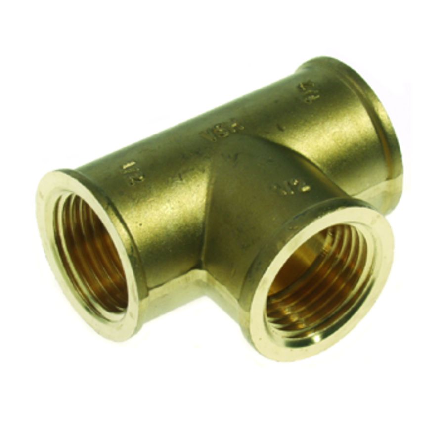 T-stuk 3xbn. messing 3/8" VVE=10