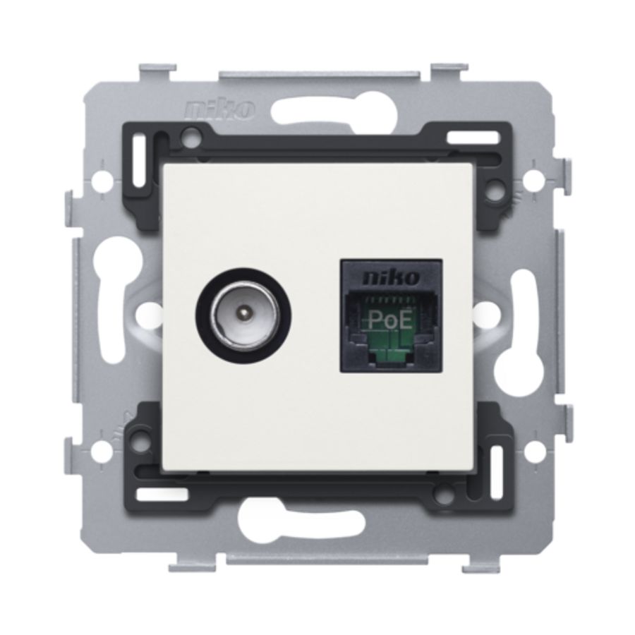 Combinatie coax met RJ45-aansl. UTP Cat. 5E PoE++ vlak white