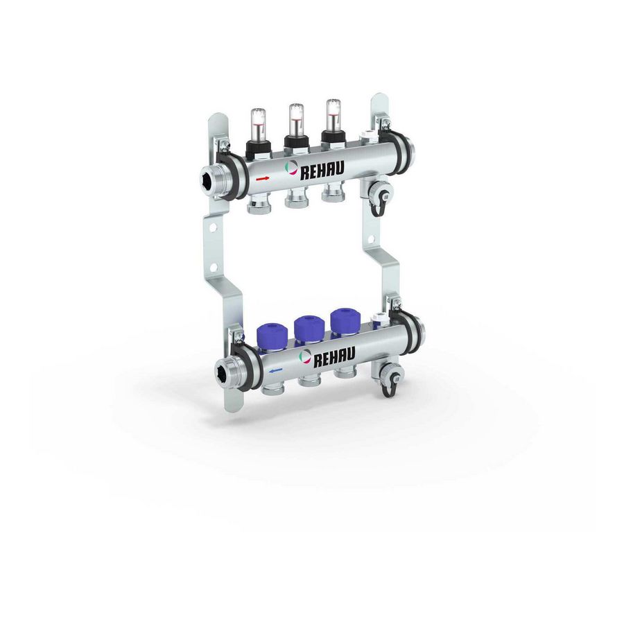 Verdeler HKV-D 3-groeps Easyflow RVS MFI min/max incl. debietmeters