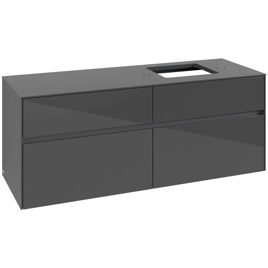 Wastafelonderkast Collaro 1400x548x500mm Glossy Grey C13300FP