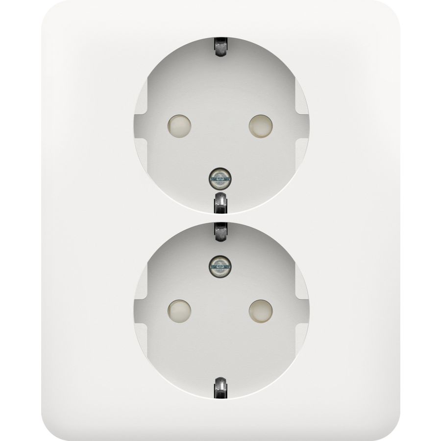 Dubbel stopcontact randaarde en beschermingsafsl. verticaal white