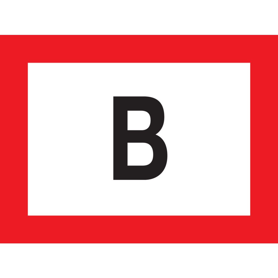 Bord "B" zwart met rode rand 200x150mm markering droge stijgleiding (809-332508)