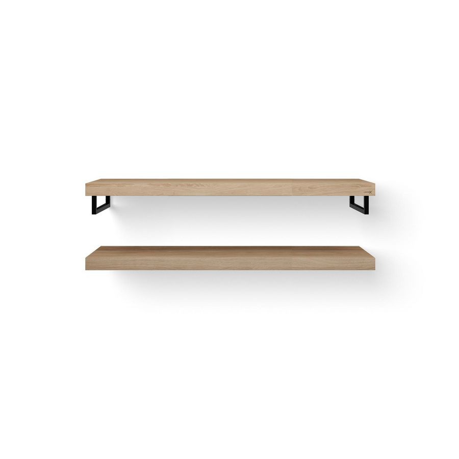 Wastafelblad-set Duo Wood eiken 140cm ophanging zwart