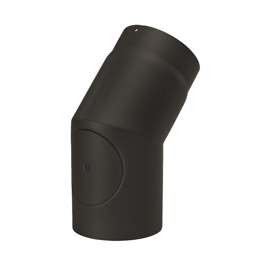 Zwart staal Ø150mm bocht 45°+deur