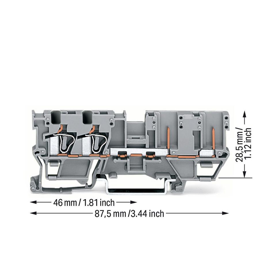2-draads-/2-pins basisklem draagrail 35x15/35x7,5 4m VVE=50