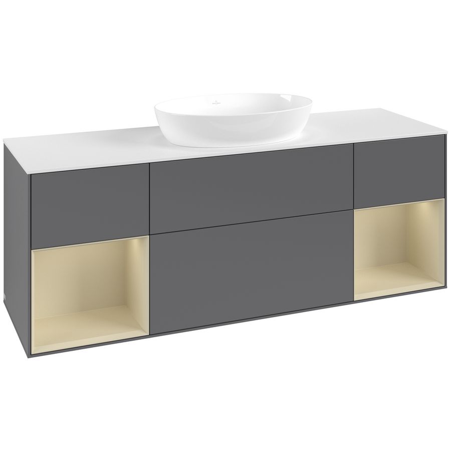 Wastafelonderkast Finion 1600x603x501mm Antr. Matt Lacquer FD01HJGK