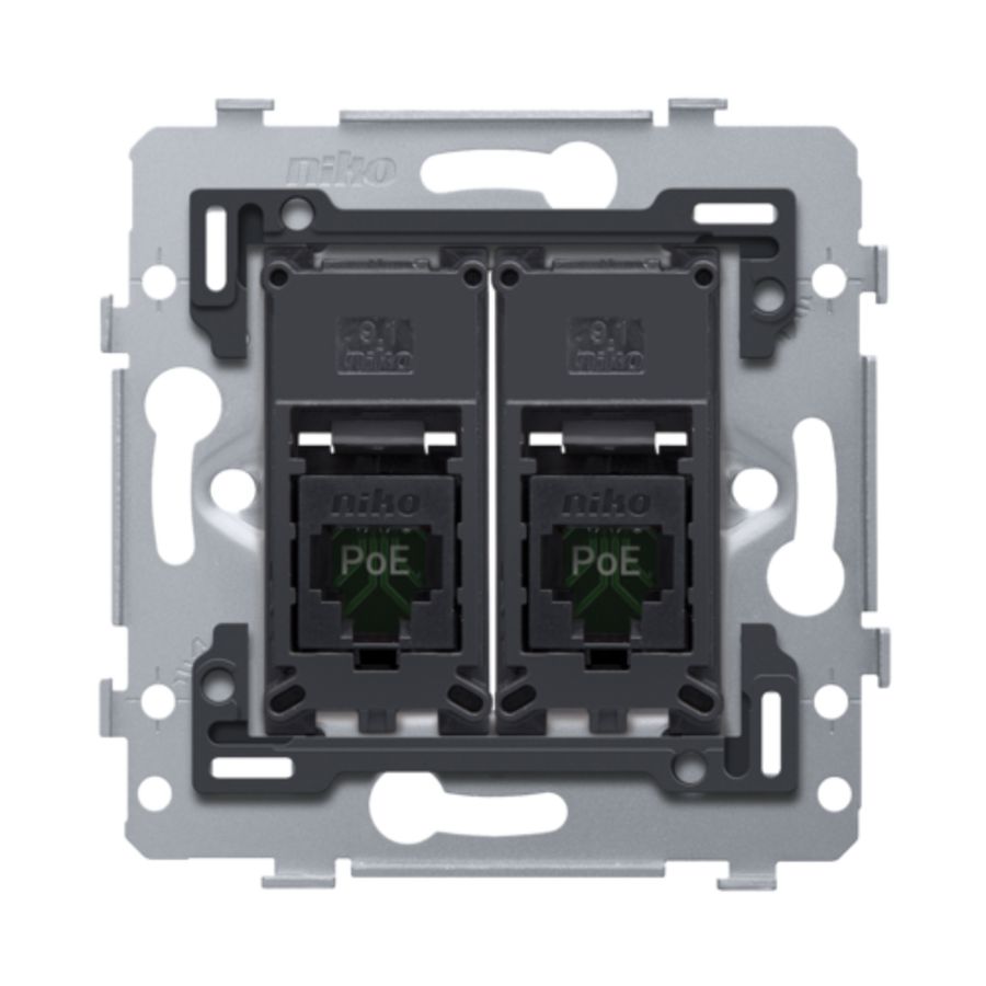 Mechanisme 2 RJ45-aansl.en UTP Cat. 5E PoE++ vlak