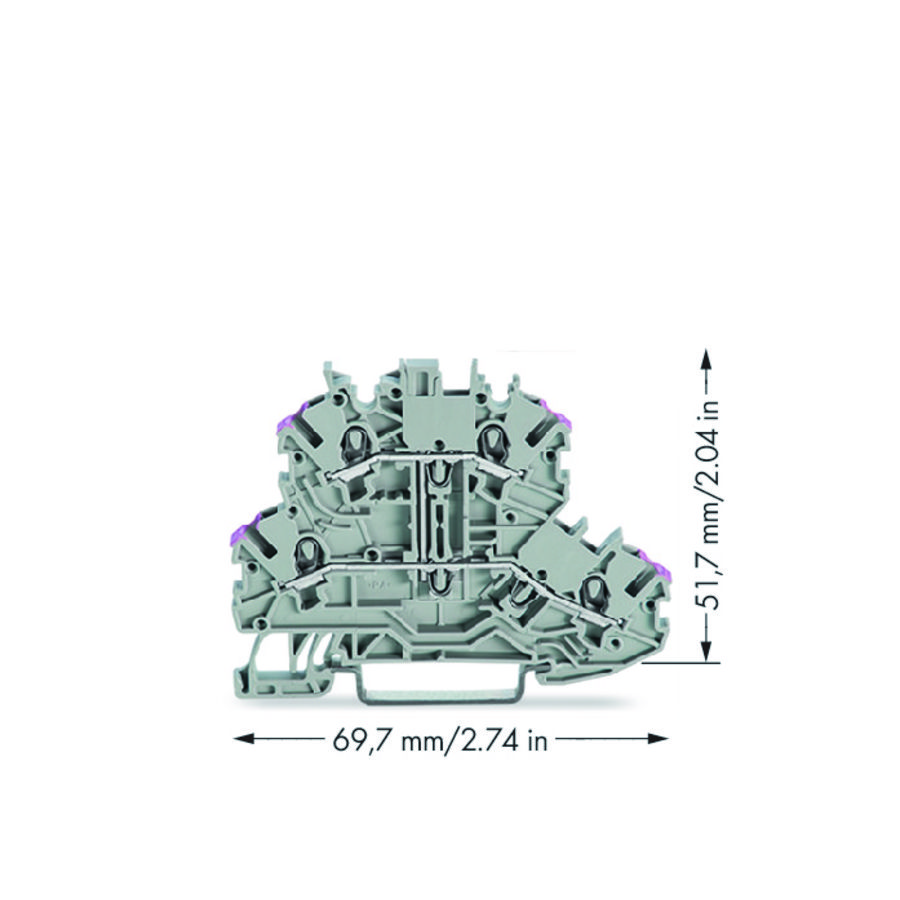 2-etageklem 4-draads rijgklem L grijs 2000-2208 VVE=50