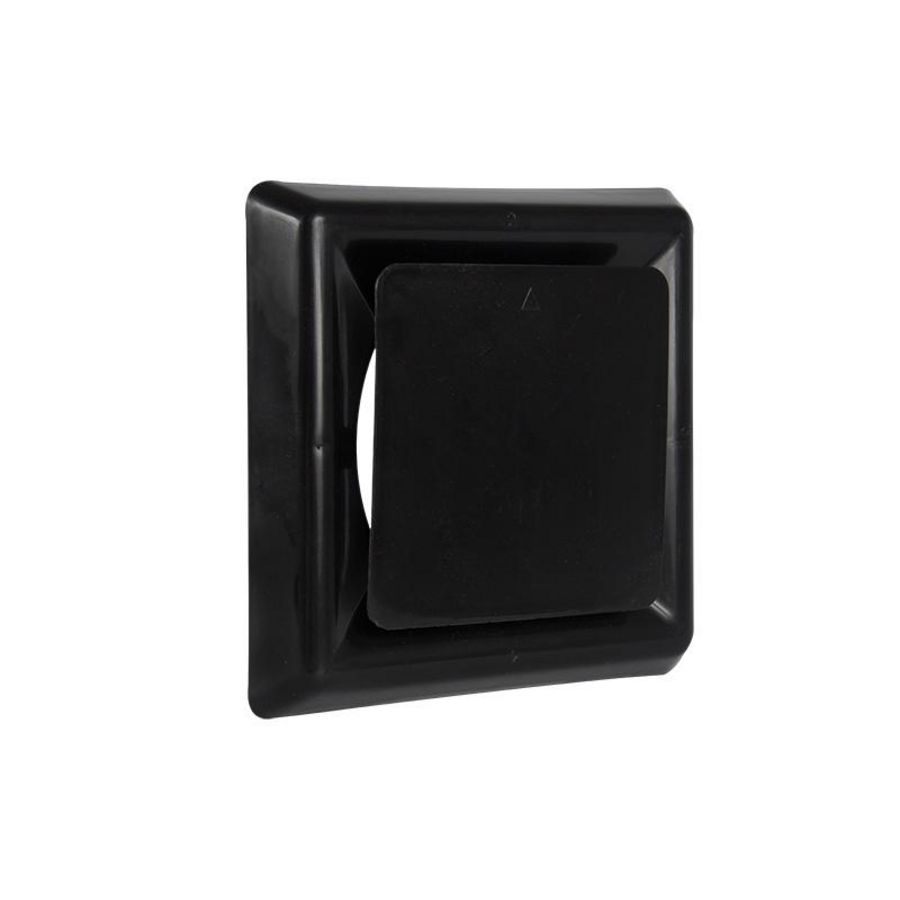 Vierkant afzuigventiel+klemmen Ø125mm zwart