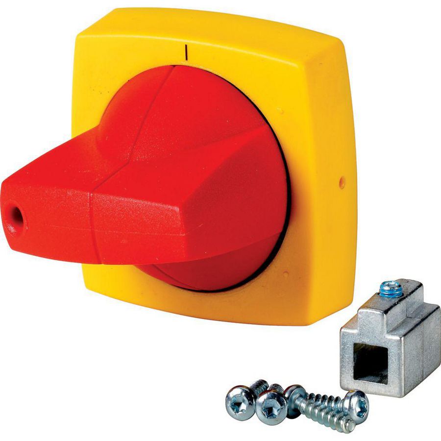 Draaigreep 6mm K1 voor dekselinbouw roodgeel