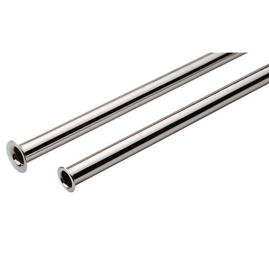 Aansluitpijpje 10mm l=1000mm chroom kraag 3/8"(14mm) + 1/2"(18mm) VVE=10