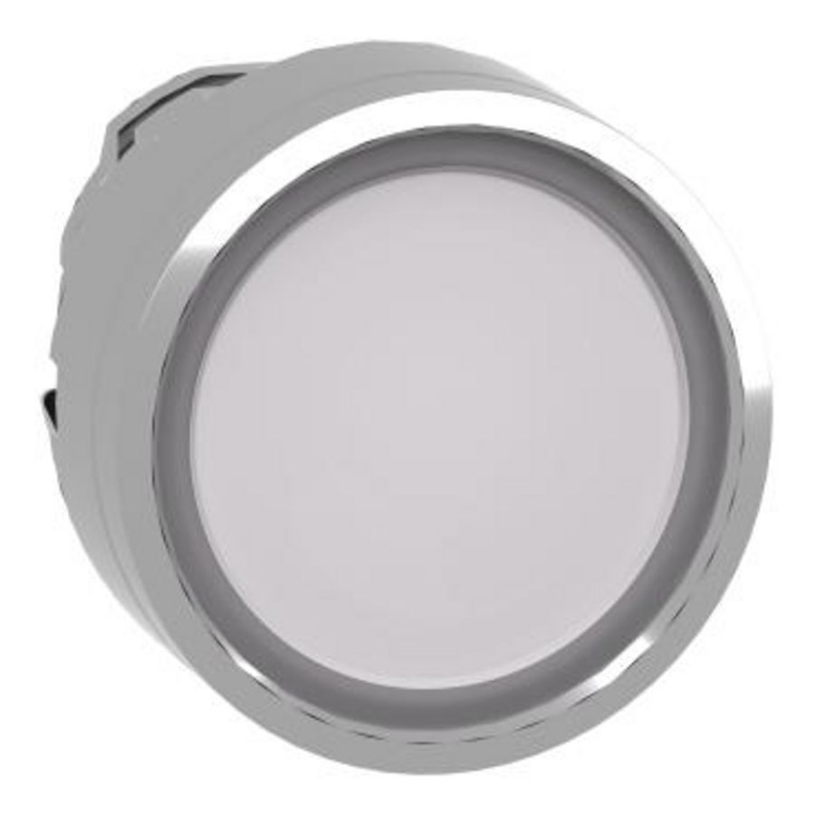 Kop verlichte drukknop Terugvering Ø22mm LED Wit chroom