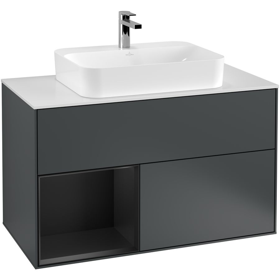 Wastafelonderkast Finion 1000x603x501mm Mid.Blue Matt Lacquer G361PDHG