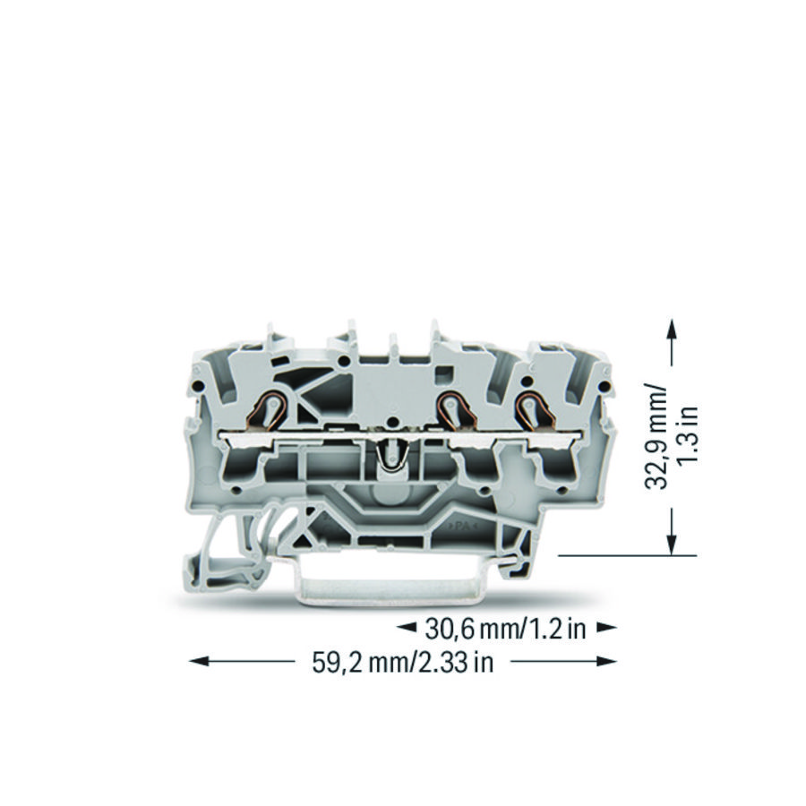 3-draads rijgklem 2,5mm² grijs 2002-1301