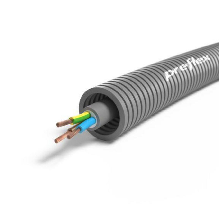 Rol a 100mtr. voorbedrade flexibele buis PREFLEX GY16 E H05VV-F 3G1 R1