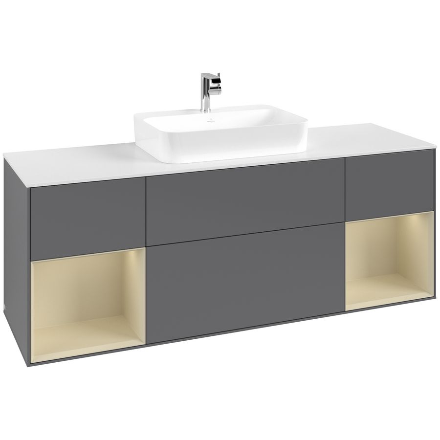 Wastafelonderkast Finion 1600x603x501mm Antr. Matt Lacquer G451HJGK