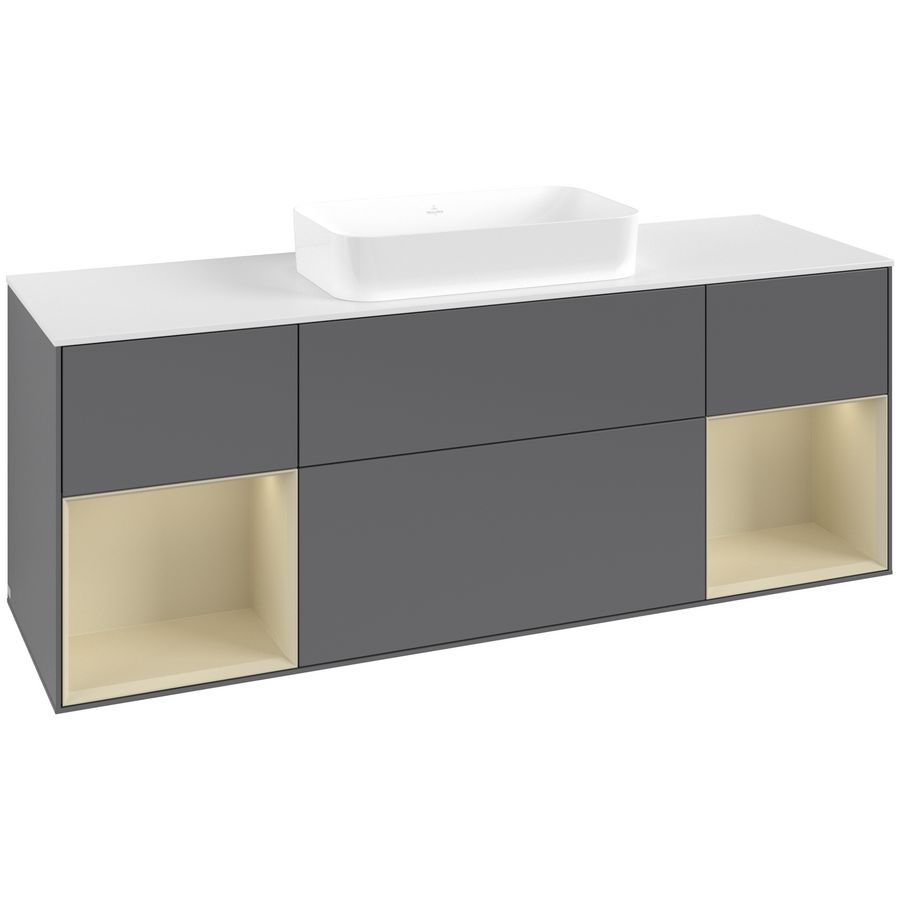 Wastafelonderkast Finion 1600x603x501mm Antr. Matt Lacquer G741HJGK