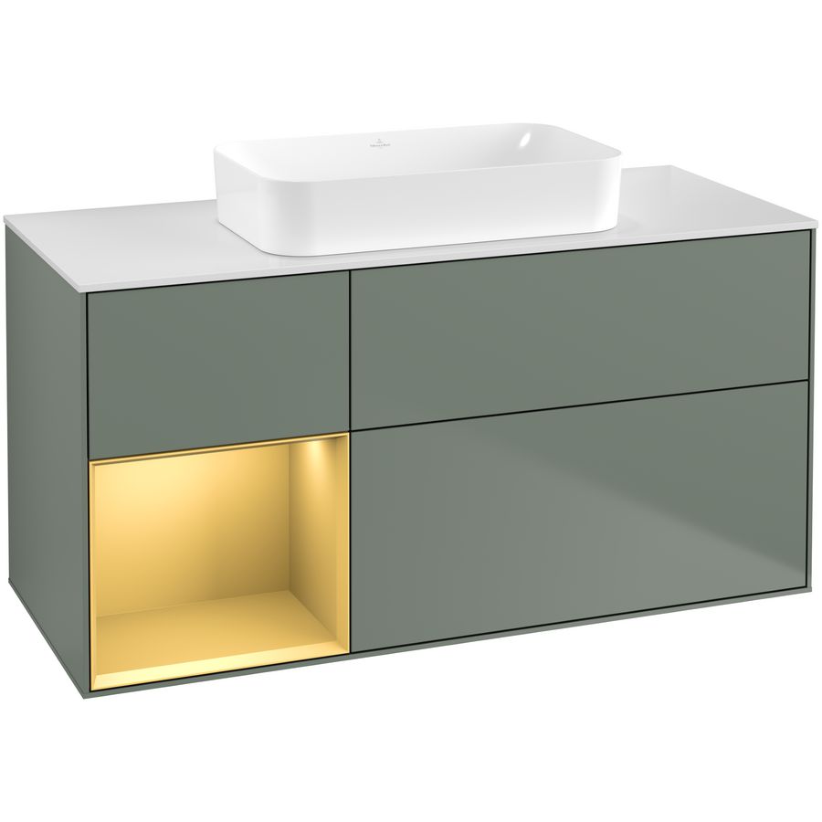 Wastafelonderkast Finion 1200x603x501mm Olive Matt Lacquer G701HFGM