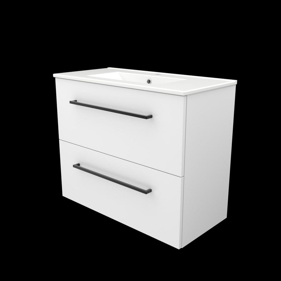 Set START-39 onderkast ice white 80cm grepen chroom 2x la porselein wastafel 1x kraangat (S39GR80PIW)