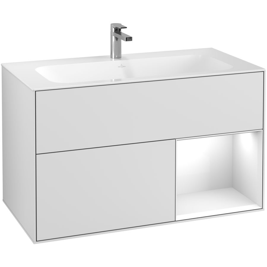 Wastafelonderkast Finion 996x591x498mm White Matt Lacquer F040GFMT