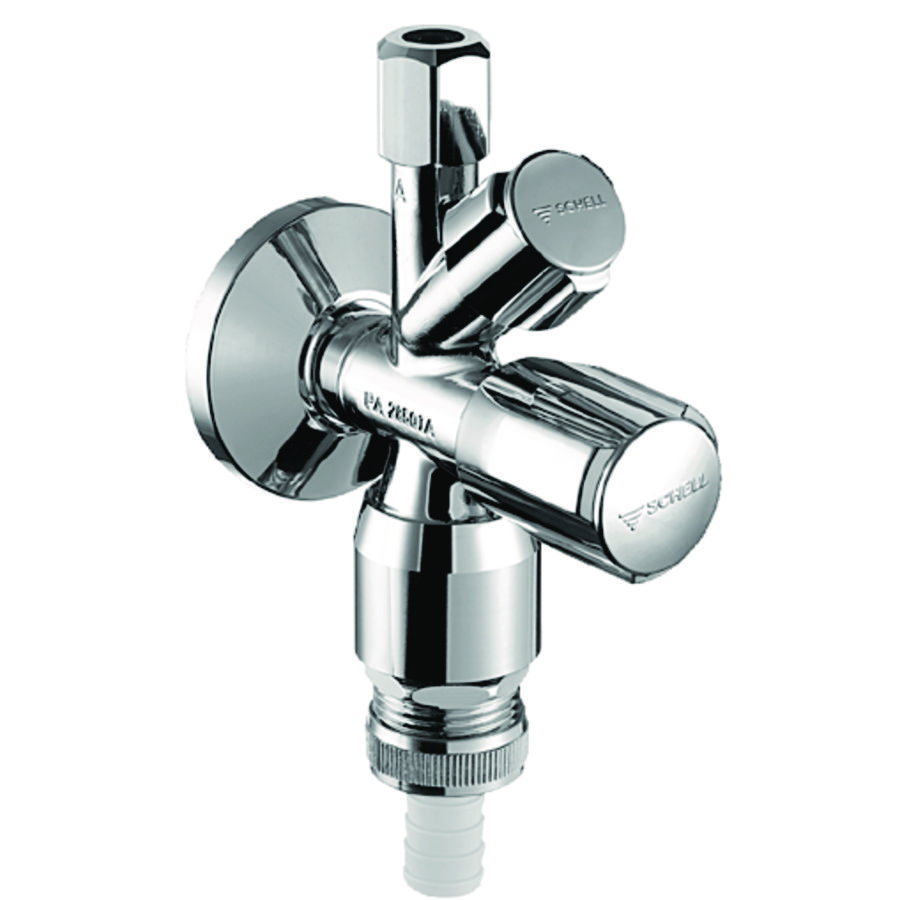 PROMO Combi.hoekstopkraan 1/2x3/8 (10mm) chroom m.terugslagkl./bel. (035490699)