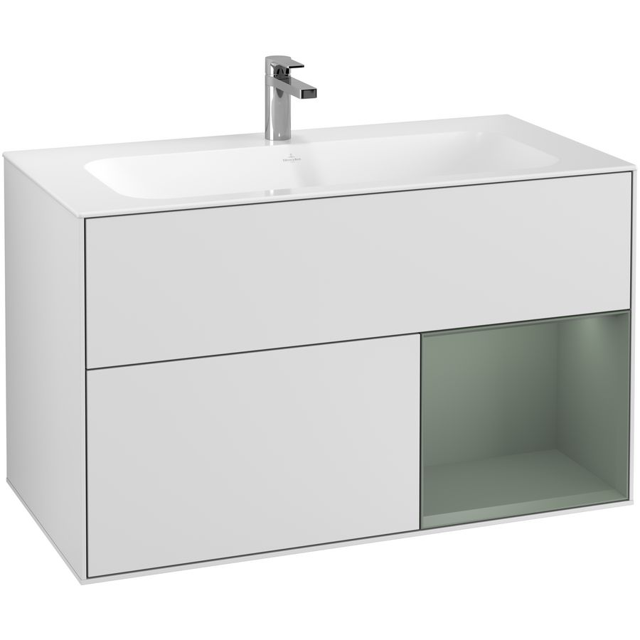 Wastafelonderkast Finion 996x591x498mm White Matt Lacquer F040GMMT