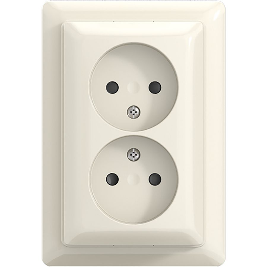 Opbouw wandcontactdoos met montageplaat ongeaard dubbel kindveilig balance AP+ wit
