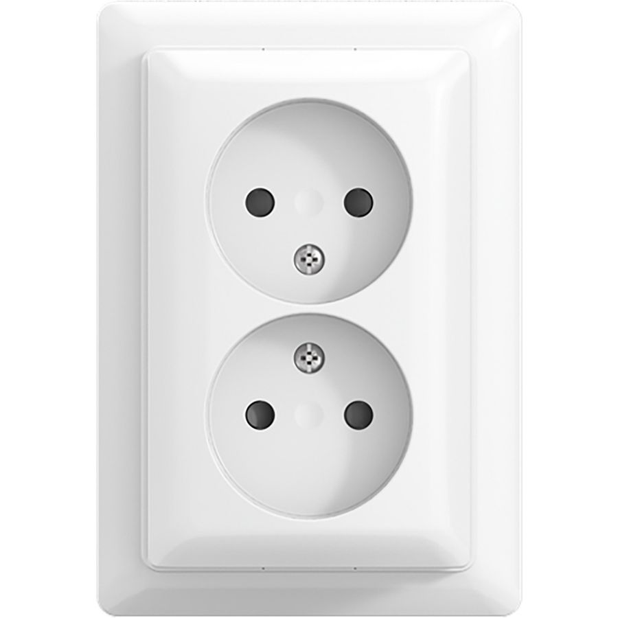 Opbouw wandcontactdoos met montageplaat ongeaard dubbel kindveilig balance AP+ alpine wit
