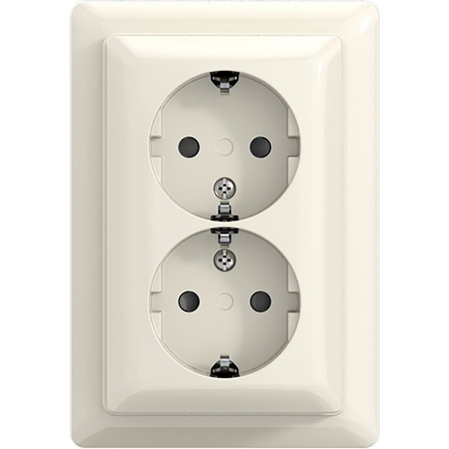Opbouw wandcontactdoos met montageplaat met randaarde dubbel kindveilig balance AP+ wit