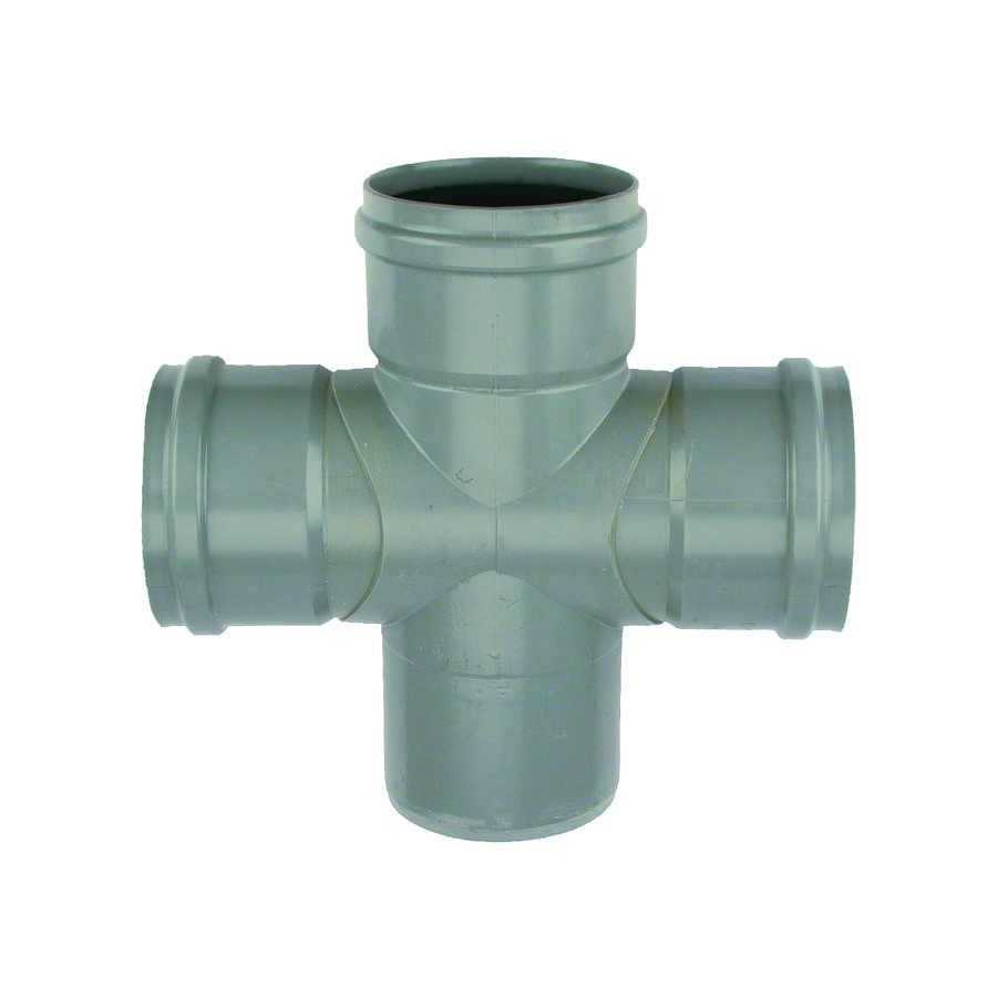 PVC manchet dubbel T-stuk 88° 110mm SN4 grijs mof/spie