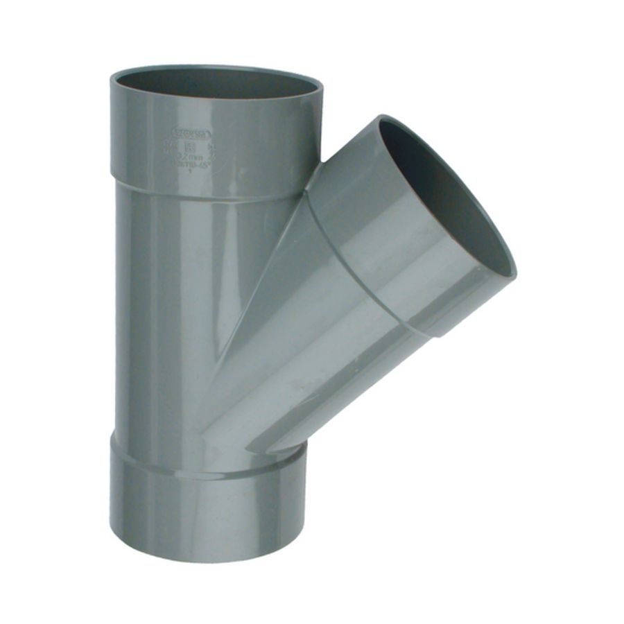 Wadal PVC lijm T-stuk 45° 40mm grijs 3x mof