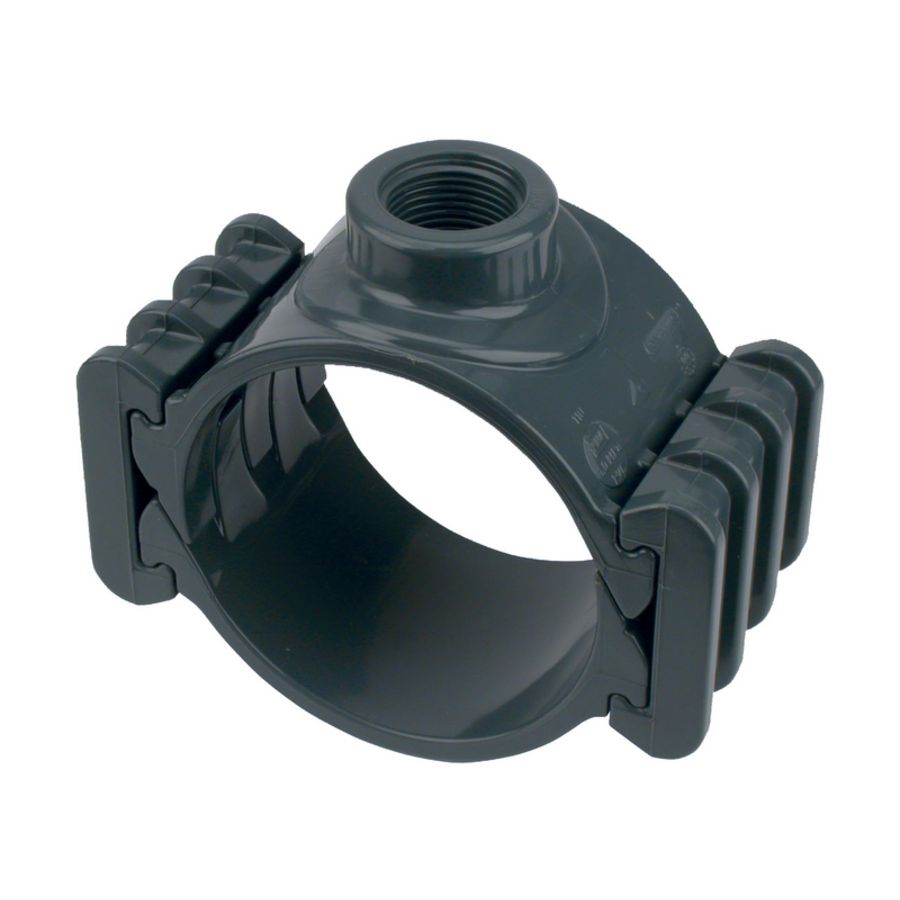 Klem aanboorzadel PVC Ø250mm aansl. binnendraad G1" conisch PN10 donkergrijs