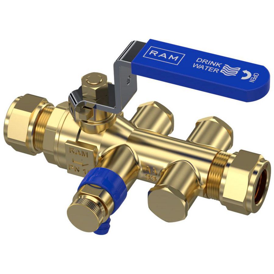 PROMO Terugstroombeveiliging EA met kogel en aftap 15mm knel k (280300)