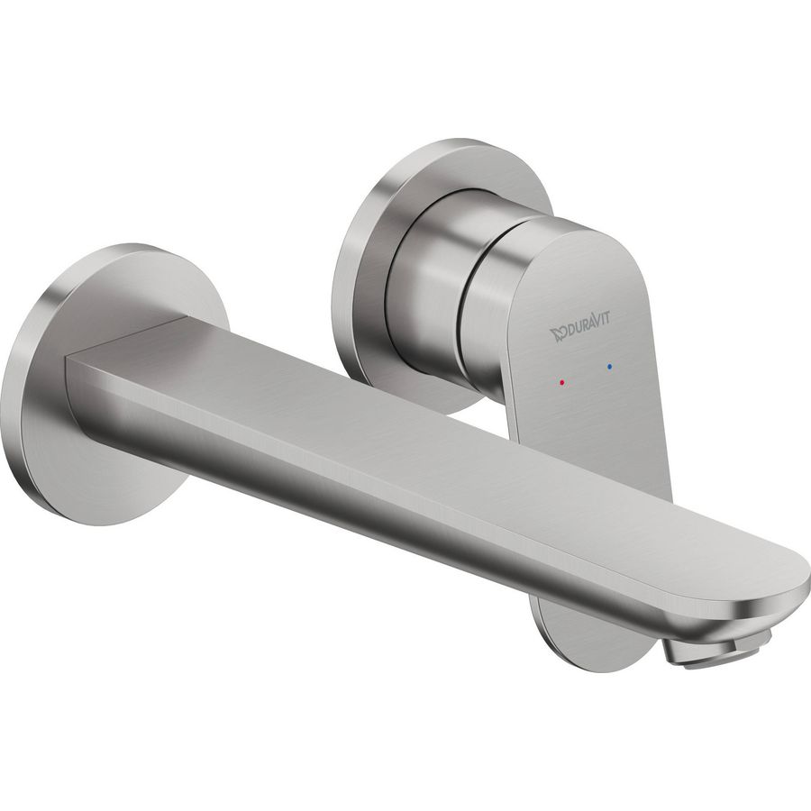 Wave 2-gats wandmengkraanafbouwdeel rvs geborsteld sprong 202mm excl. inbouwdeel