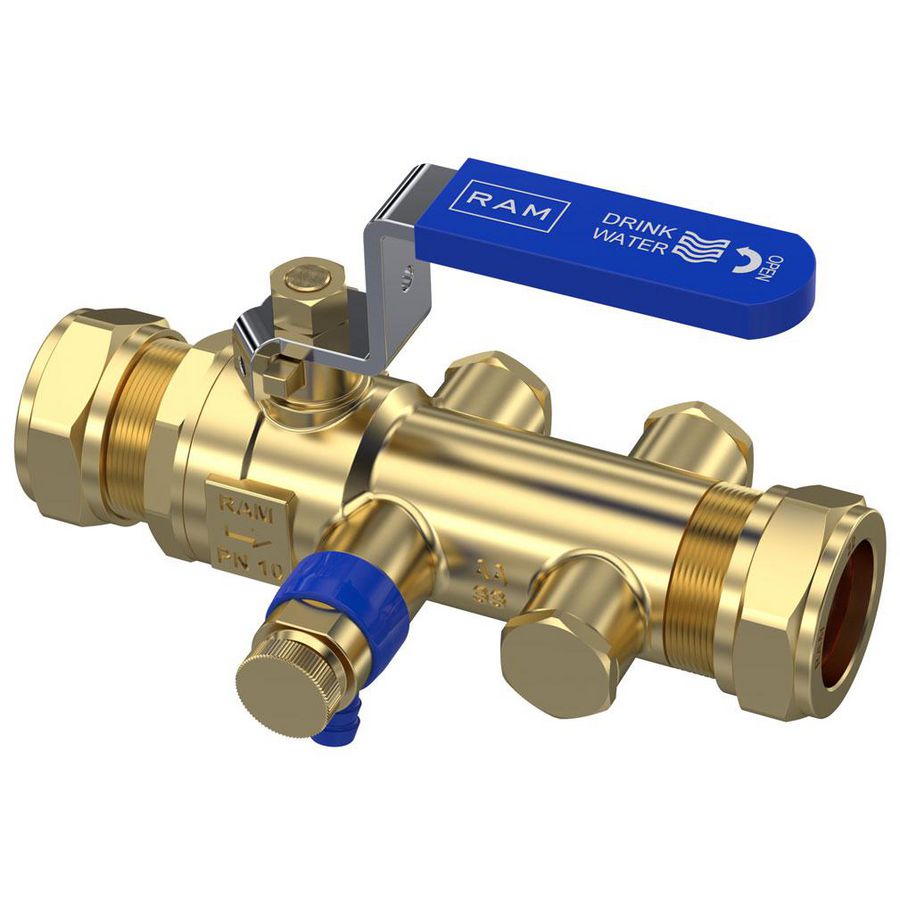 PROMO Terugstroombeveiliging EA met kogel en aftap 22mm knel k (280301)