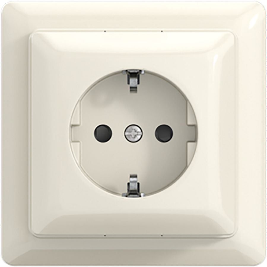 Opbouw wandcontactdoos met montageplaat met randaarde kindveilig met steekklemmen balance AP+ wit