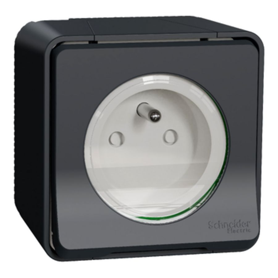 MUREVA STYL Wandcontactdoos 1V KLAPD IP55 GRIJS PEN