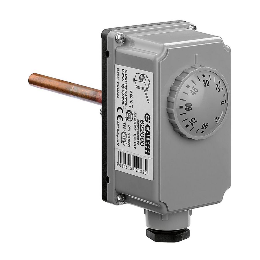 Dompelthermostaat 0-90°C. 1/2"